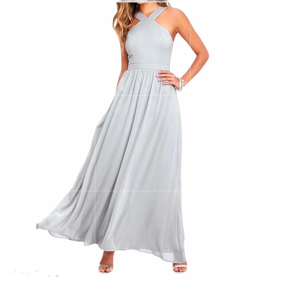 Lulu's Gray Air of Romance Maxi Dress Size M